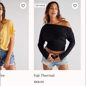 Free People Fuji Thermal top BLACK xs EUC